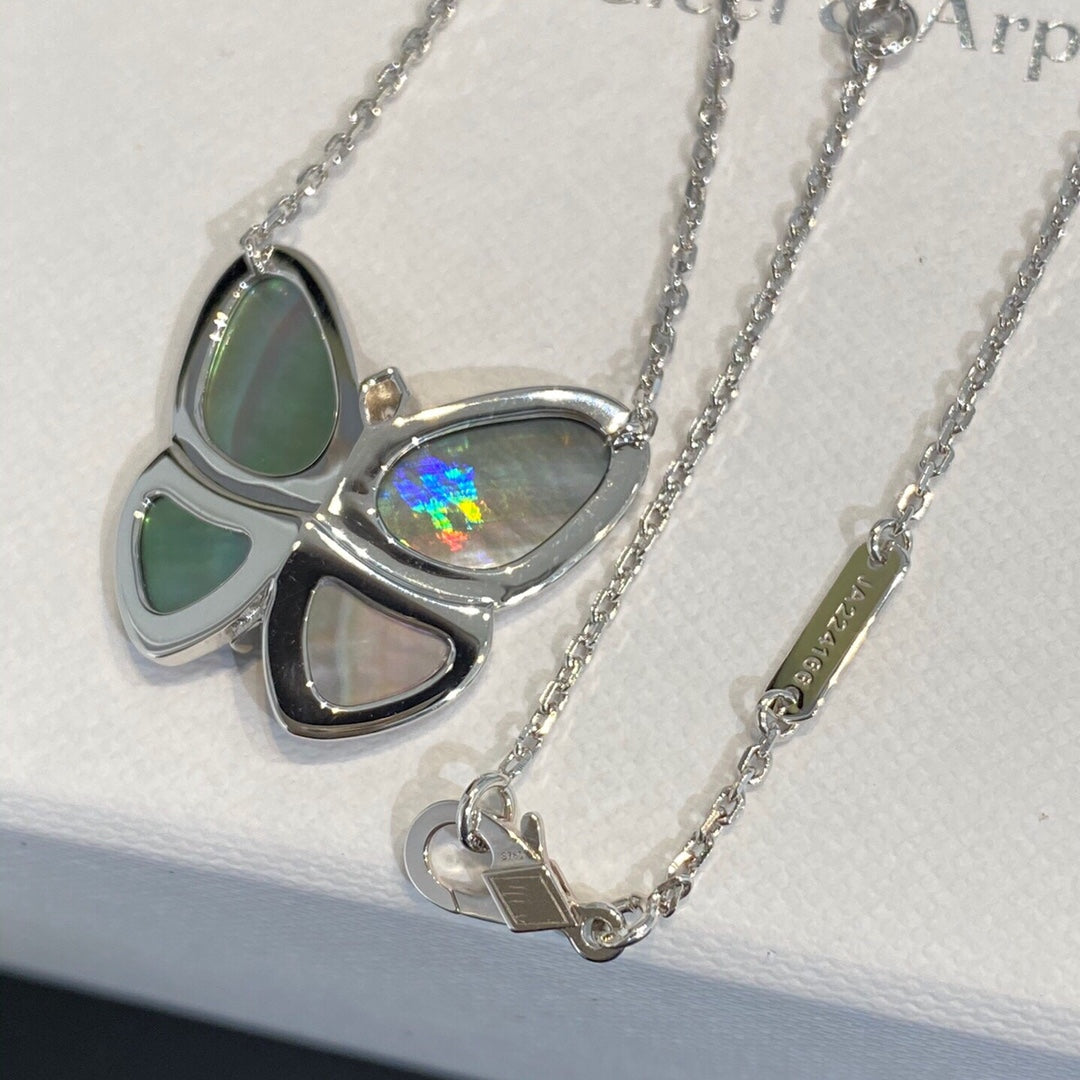 [Solara Schmuck] GROSSER SCHMETTERLING SILBER ANHÄNGER DIAMANT HALSKETTE