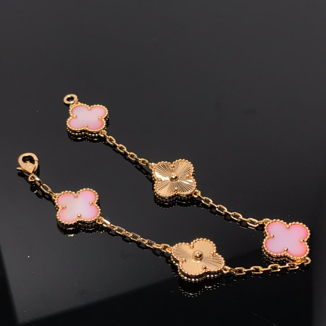[Solara Jewelry ]KLEEBRACHARMENDBAND 5 MOTIVE ROSA UND ROSÉGOLD