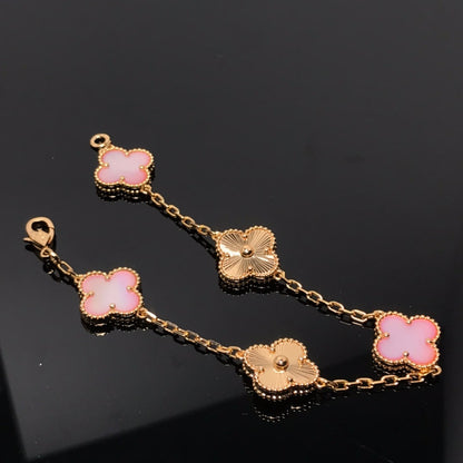 [Solara Jewelry ]KLEEBRACHARMENDBAND 5 MOTIVE ROSA UND ROSÉGOLD