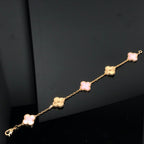 [Solara Jewelry ]KLEEBRACHARMENDBAND 5 MOTIVE ROSA UND ROSÉGOLD