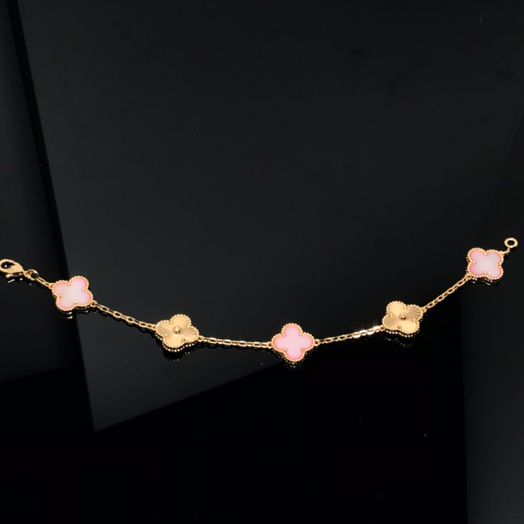 [Solara Jewelry ]KLEEBRACHARMENDBAND 5 MOTIVE ROSA UND ROSÉGOLD