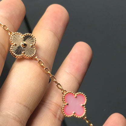 [Solara Jewelry ]KLEEBRACHARMENDBAND 5 MOTIVE ROSA UND ROSÉGOLD