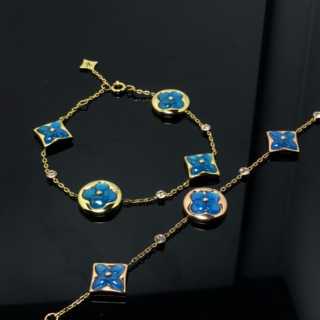 [Solara Jewelry ]STAR AND SUN 4 MOTIF BLUE BRACELET
