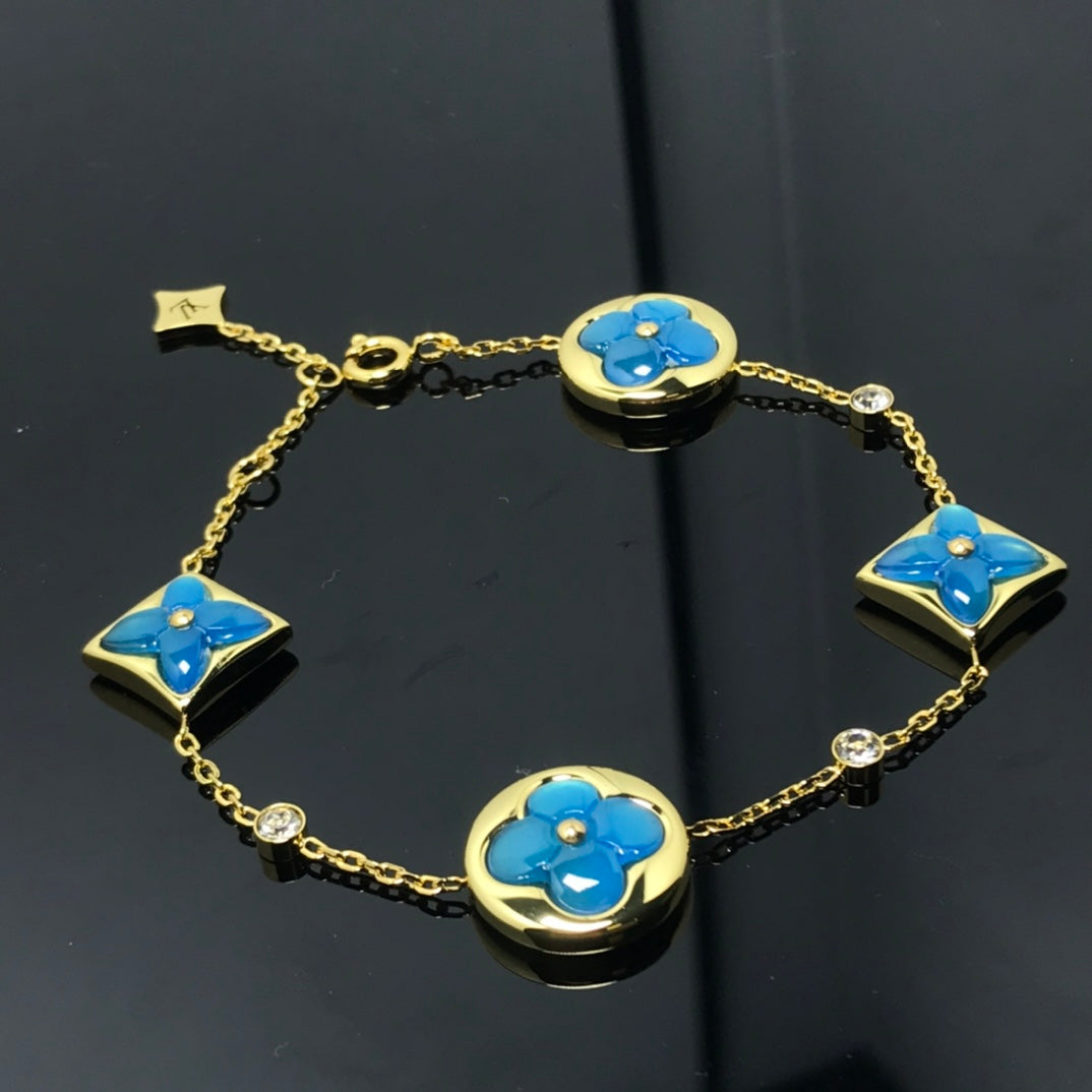 [Solara Jewelry ]STAR AND SUN 4 MOTIF BLUE BRACELET
