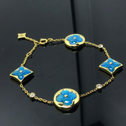 [Solara Jewelry ]STAR AND SUN 4 MOTIF BLUE BRACELET