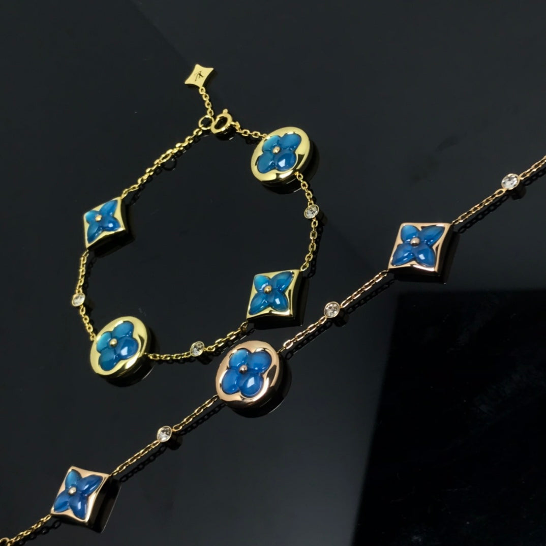 [Solara Jewelry ]STAR AND SUN 4 MOTIF BLUE BRACELET