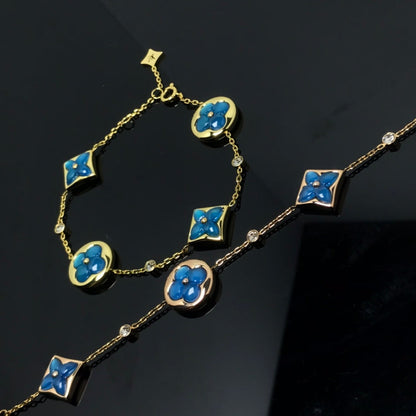 [Solara Jewelry ]STAR AND SUN 4 MOTIF BLUE BRACELET