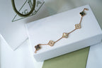[Solara Jewelry ]クローバー 5モチーフ ダークマザーオブパール ダイヤモンド ピンクゴールド ブレスレット