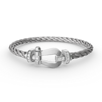 [Solara Jewelry ]FORCE LARGE HORSESHOE HALF DIAMOND BRACELET SILVER