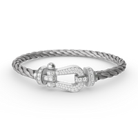 [Solara Jewelry ]FORCE LARGE HORSESHOE FULL DIAMOND BRACELET SILVER