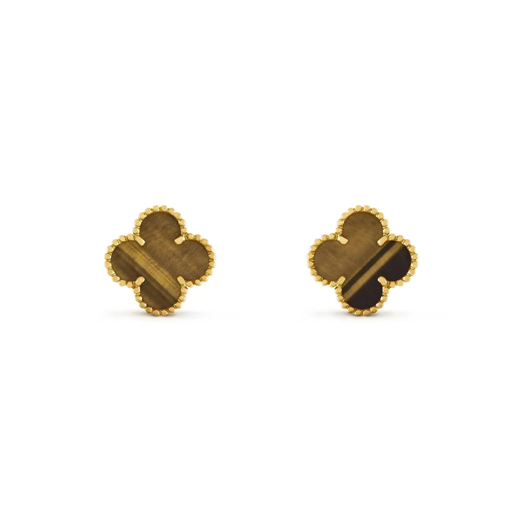 [Solara Jewelry ]CLOVER MEDIUM 1 MOTIFS TIGEREYE OHRRINGE