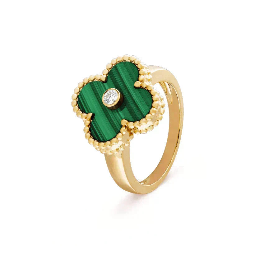 [Solara Schmuck ]KLEE MALACHIT RING GOLD DIAMANT