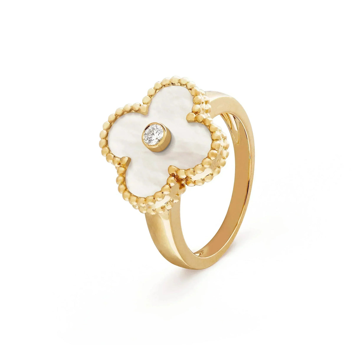 [Solara Jewelry ]CLOVER PINK MOP RING GOLD DIAMOND